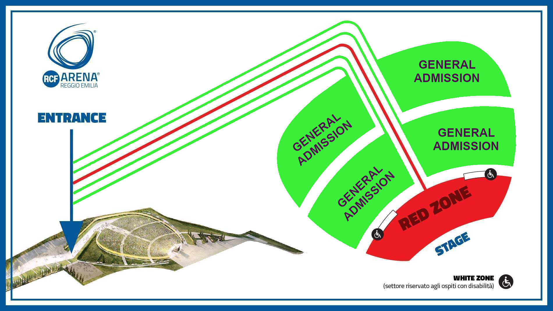 Plan des zones de la RCF Arena – 5 juillet 2026